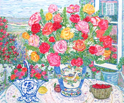 レスリー・セイヤーの絵画作品　タイトルは、ローゼスインブルーム